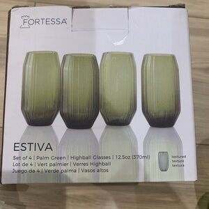 Forte Estiva Palm Green Highball Glasses - Set of 4